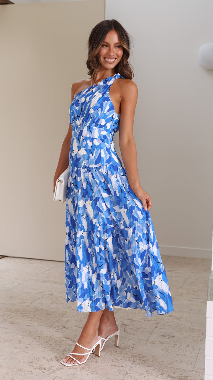 Claudia One Shoulder Tiered Floral Maxi Dress