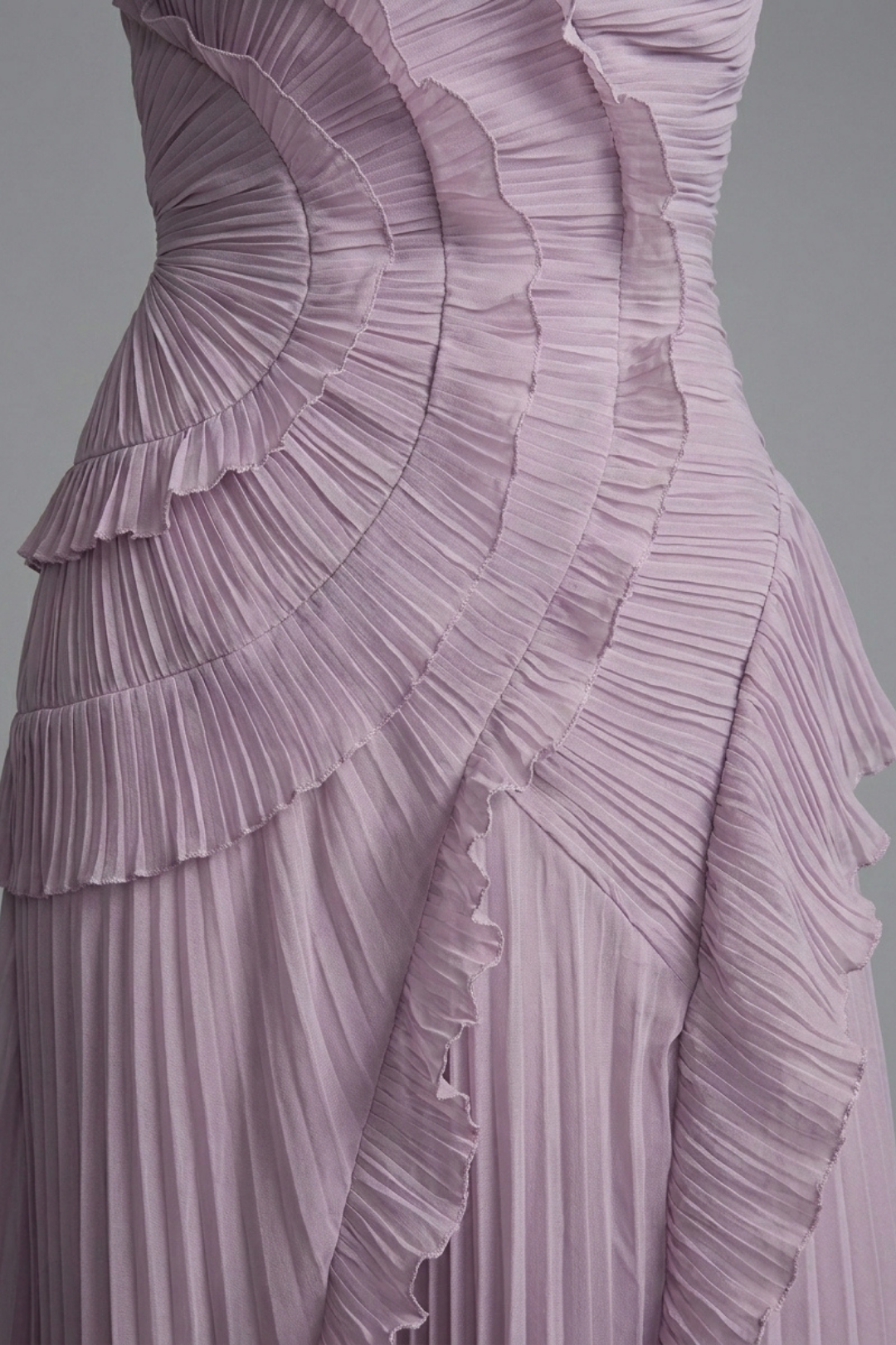 Lorelie Pleated Ruffle Halter Gown