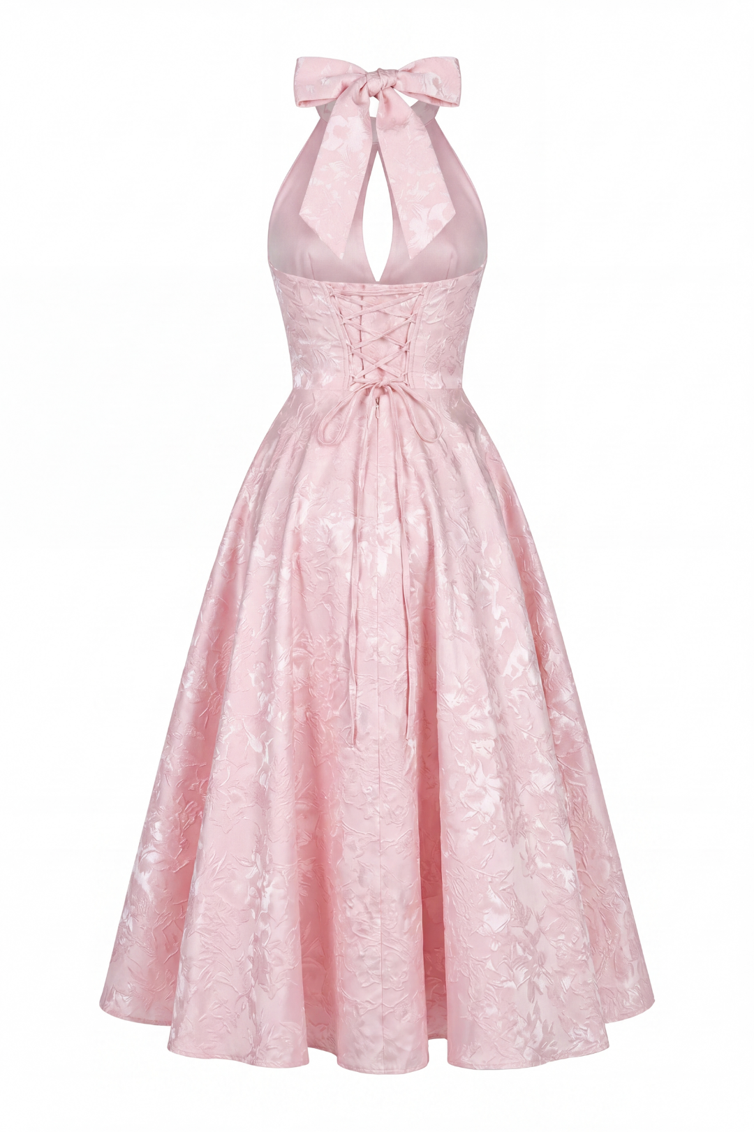 Jenn Floral Jacquard Halter Midi Dress