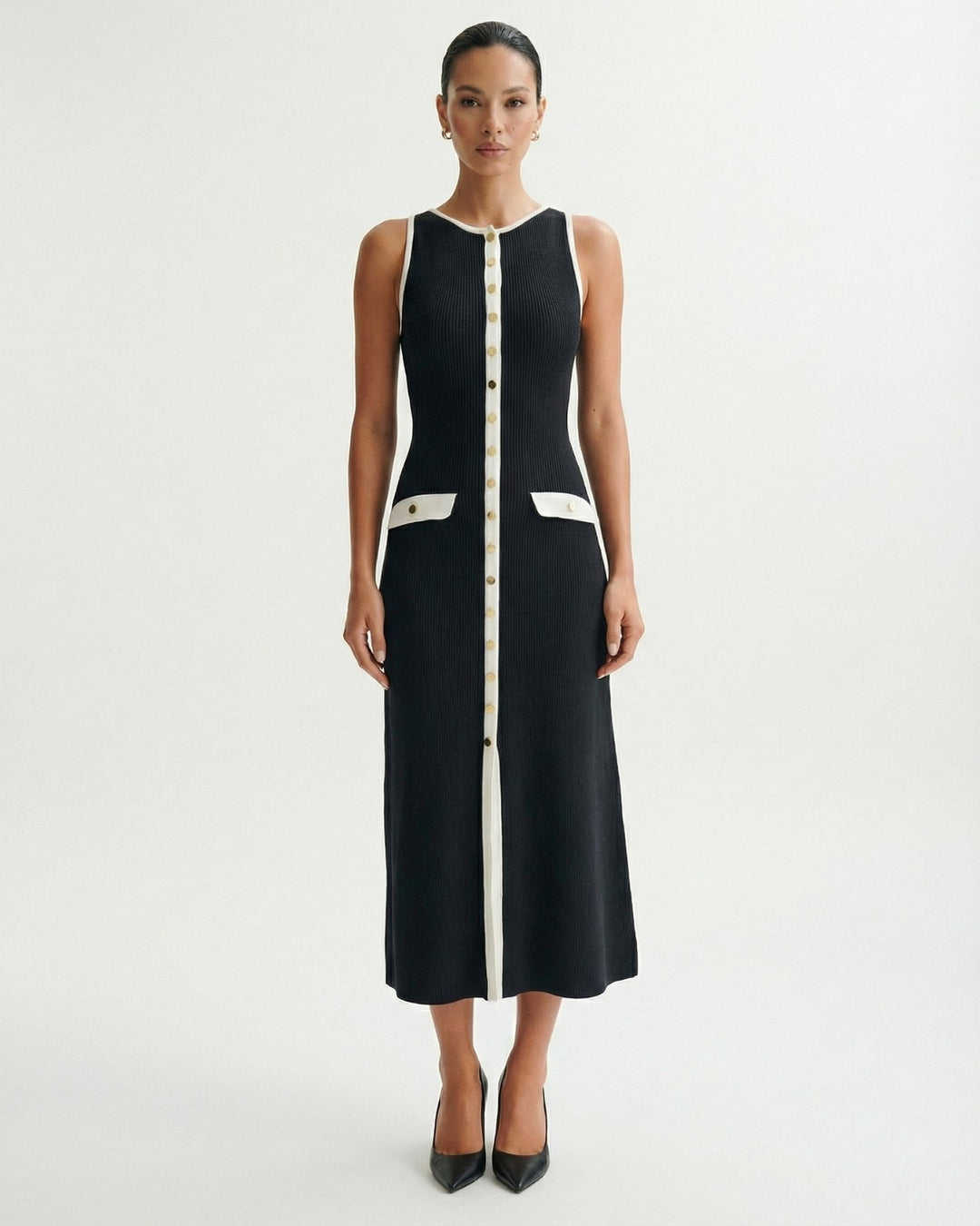 Georgia Button Front Knit Maxi Dress