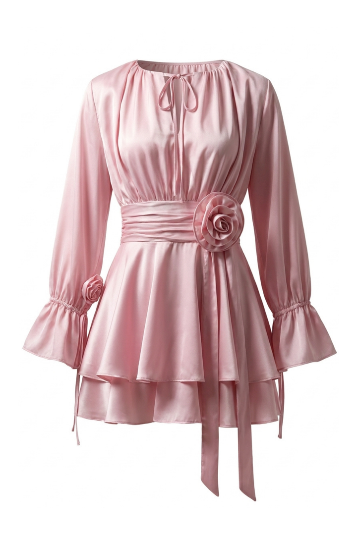 Callie Bishop Sleeve Chiffon Mini Dress