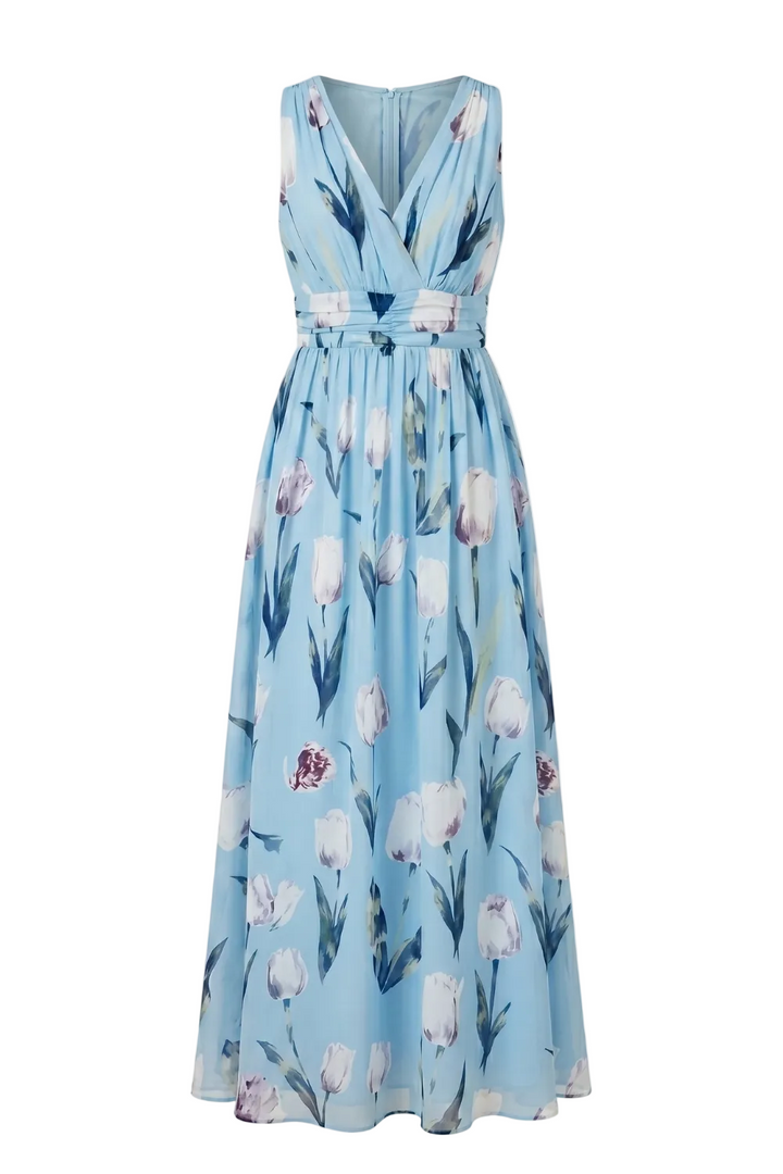 Maisie Floral V Neck Flowing Maxi Dress