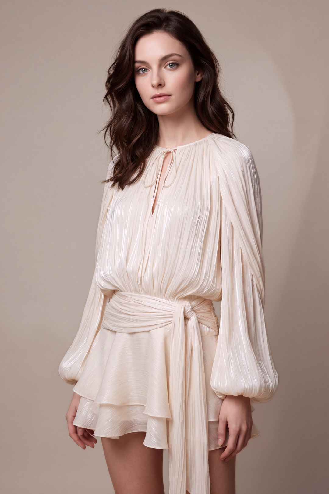 Melissa Pleated Ruffle Mini Dress