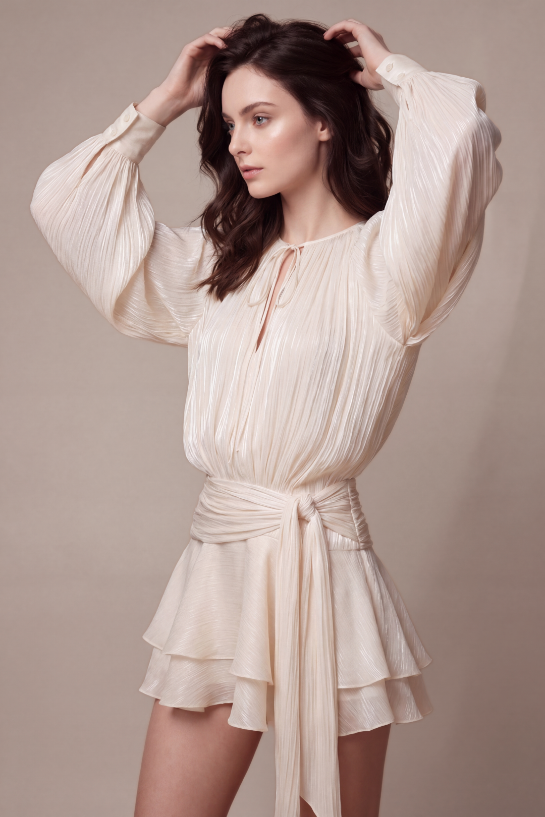 Melissa Pleated Ruffle Mini Dress