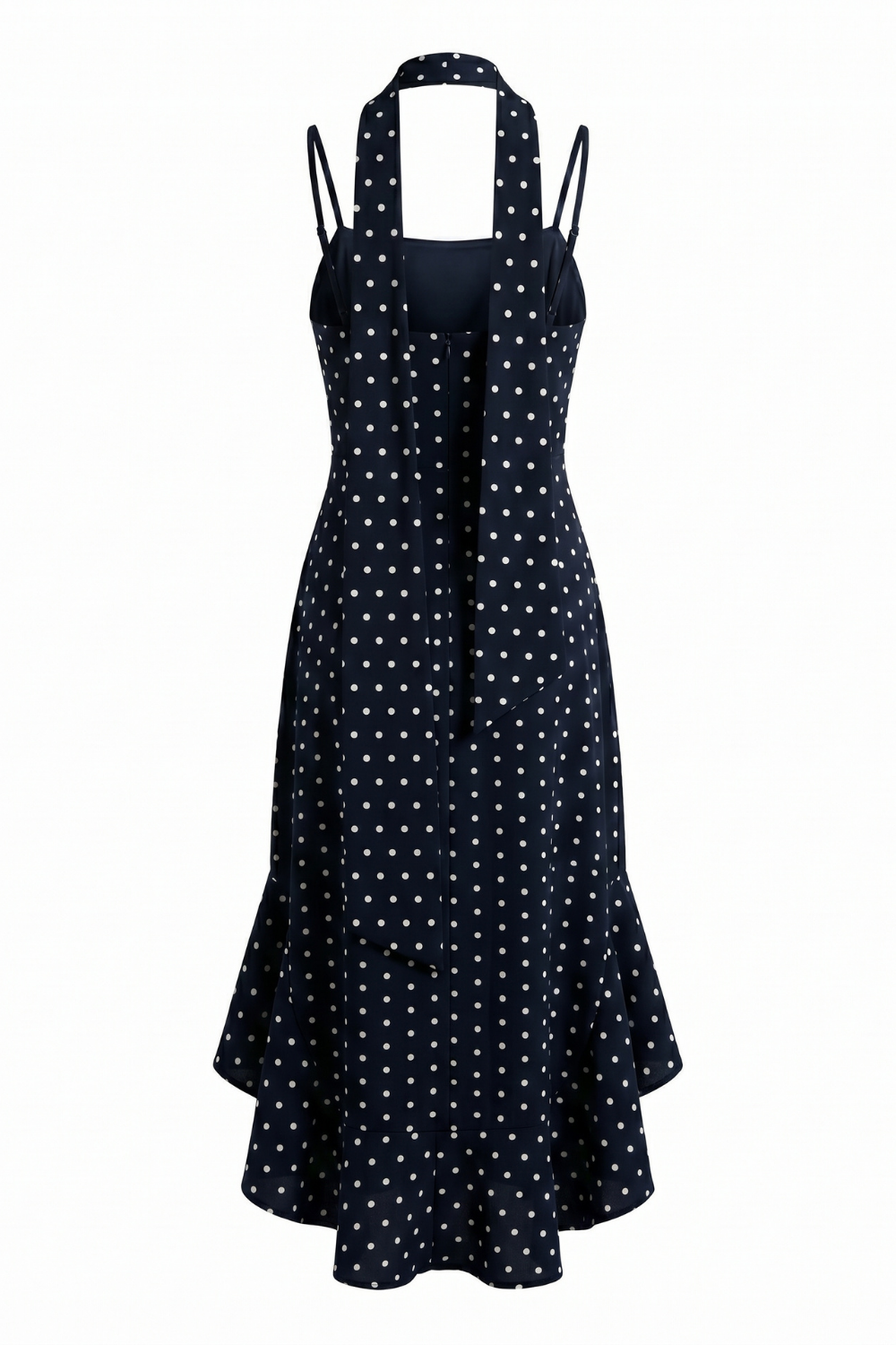 Noir Polka Dot Scarf Maxi Gown