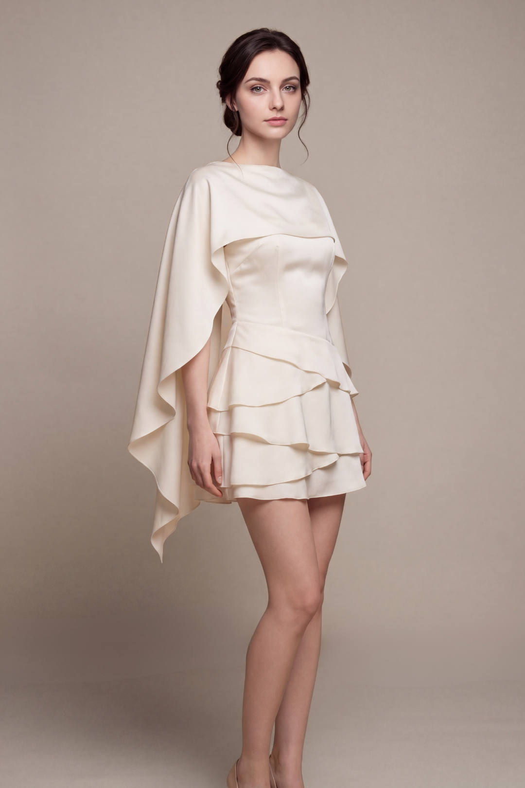Lyna Soft Sheen Ruffled Mini Dress