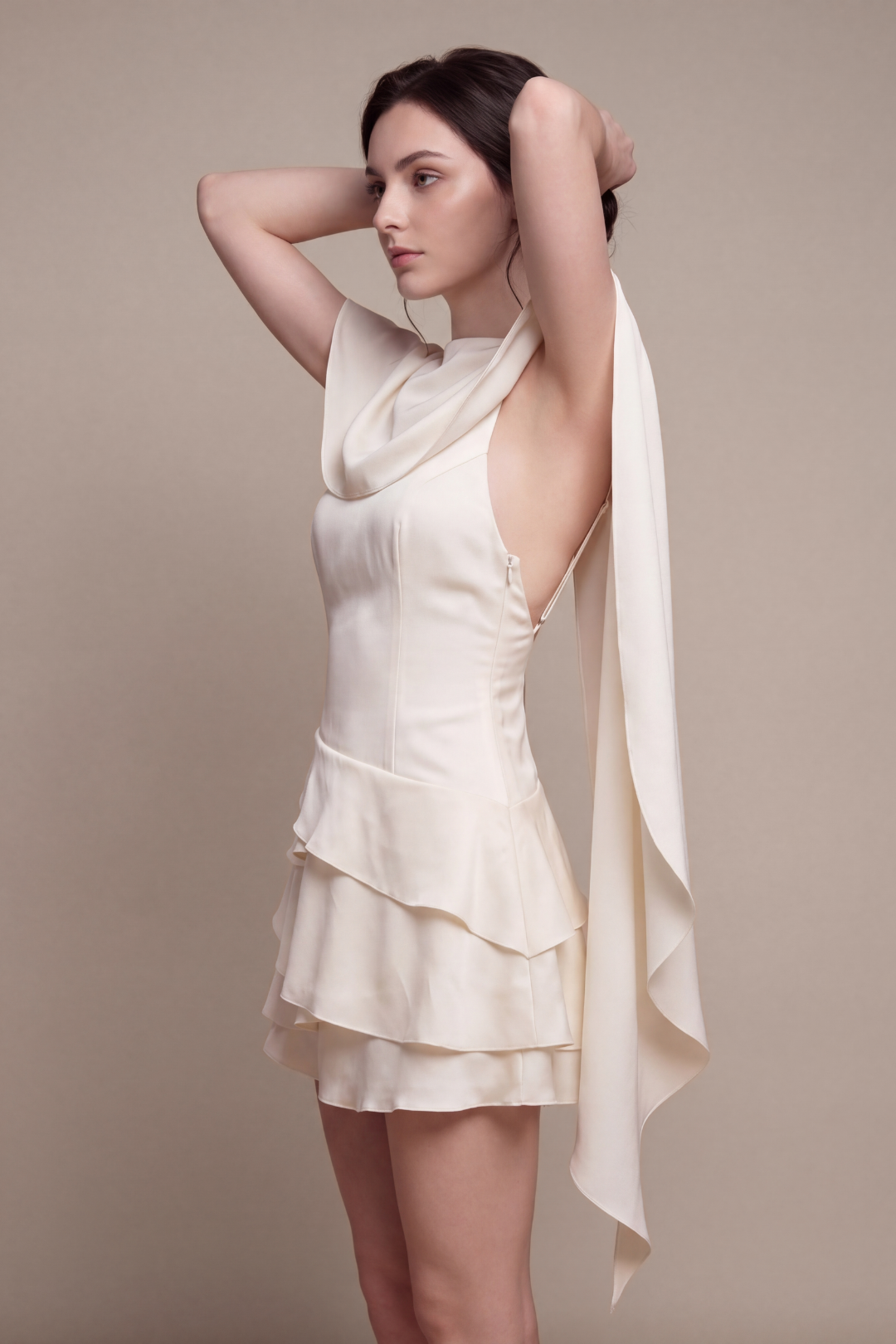 Lyna Soft Sheen Ruffled Mini Dress