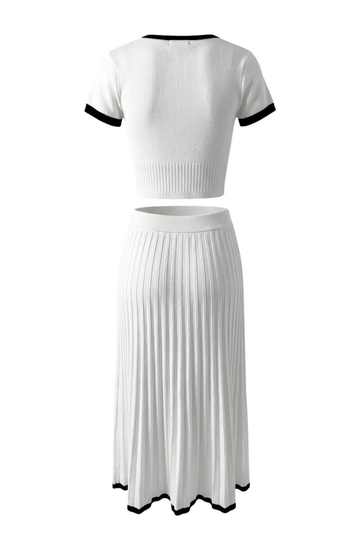 Nora Contrast Trim Knit Skirt Set