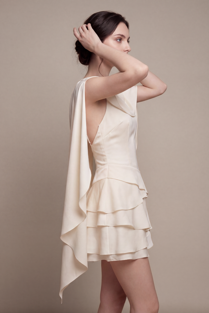 Lyna Soft Sheen Ruffled Mini Dress