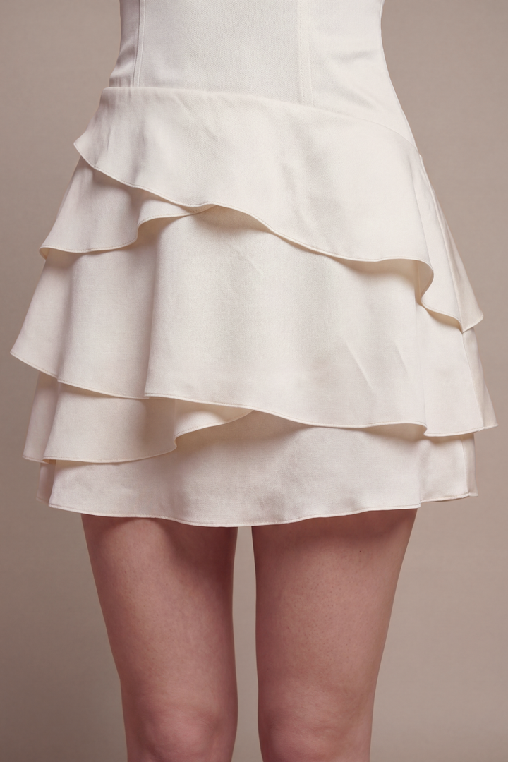 Lyna Soft Sheen Ruffled Mini Dress