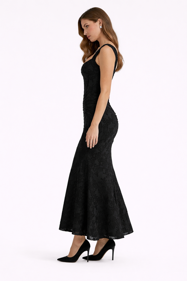 Cleo V Neck Fitted Midi Dress