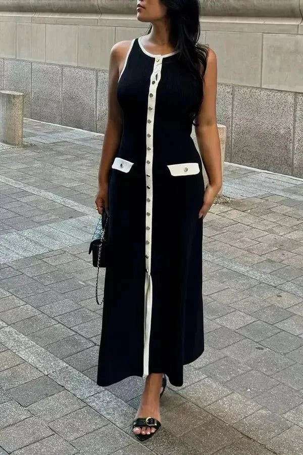 Georgia Button Front Knit Maxi Dress