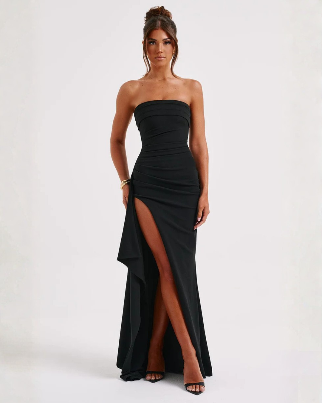 Meadow Ruched Ruffle Maxi Gown