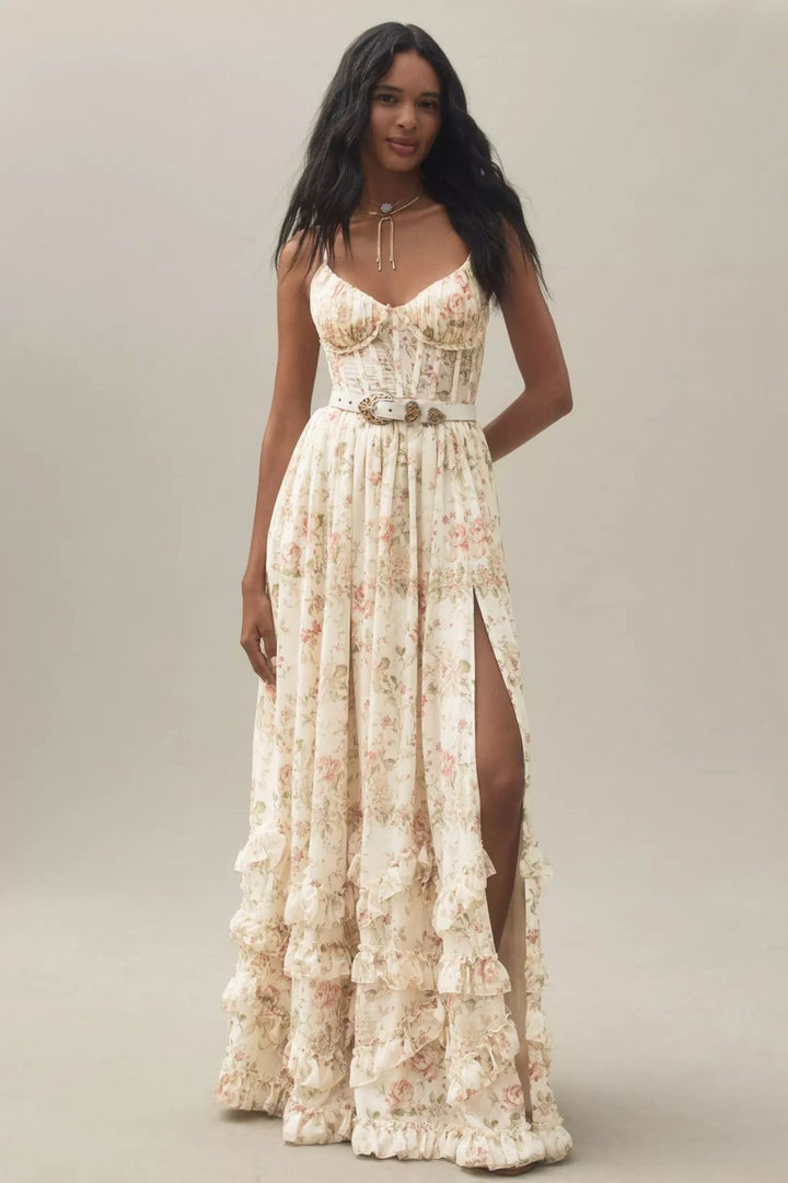 Uriel Halter Print Maxi Dress