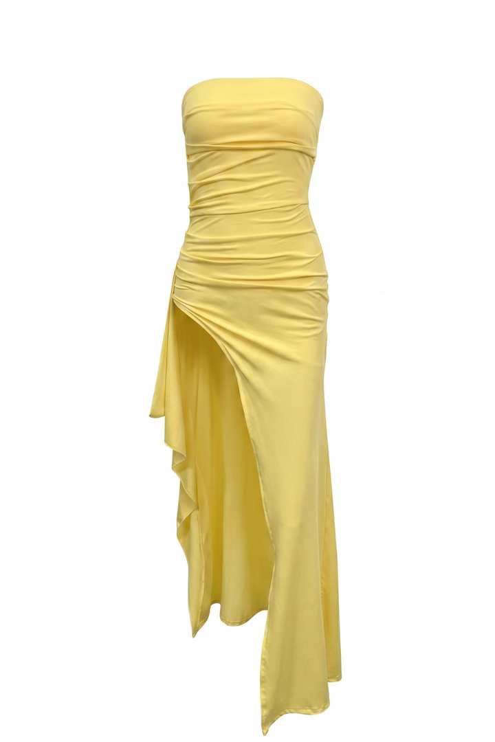 Meadow Ruched Ruffle Maxi Gown