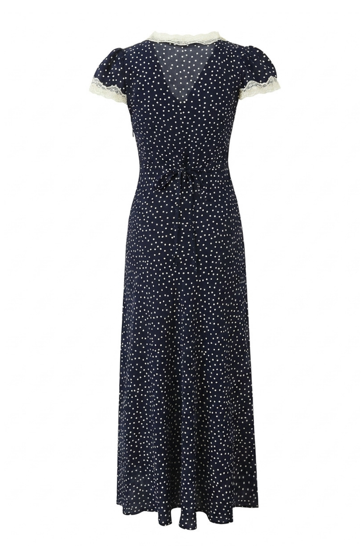 Rosie Polka Dot Lace Trim Mini Dress