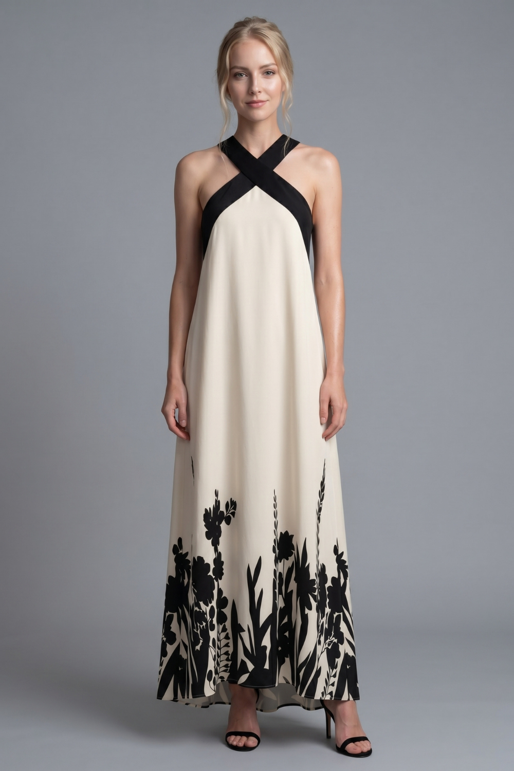 Gia Halter Neck Floral Print Midi Dress