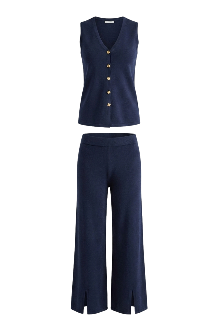 Goldie Button Knit Vest and Pants Set