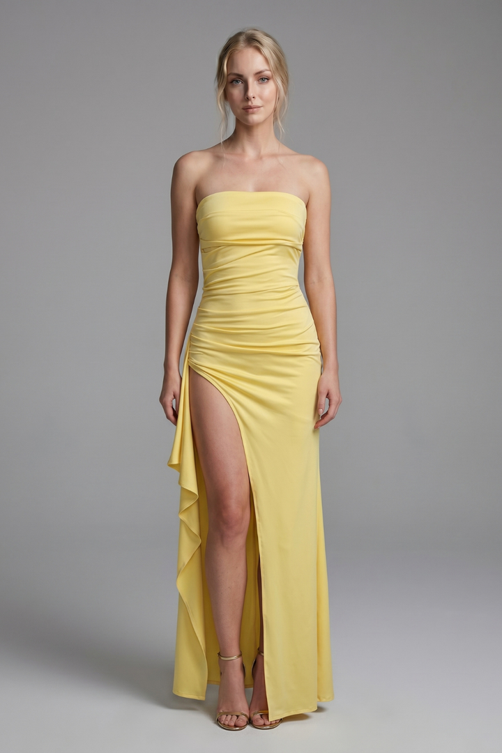 Meadow Ruched Ruffle Maxi Gown
