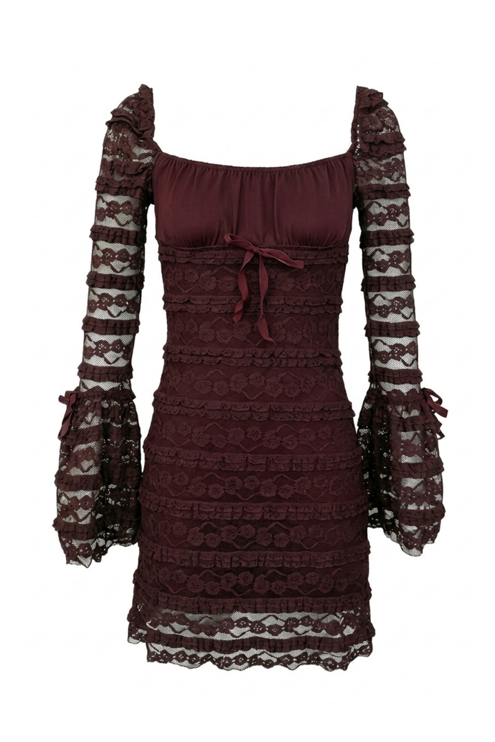 Demi Floral Lace Drawstring Bust Mini Dress
