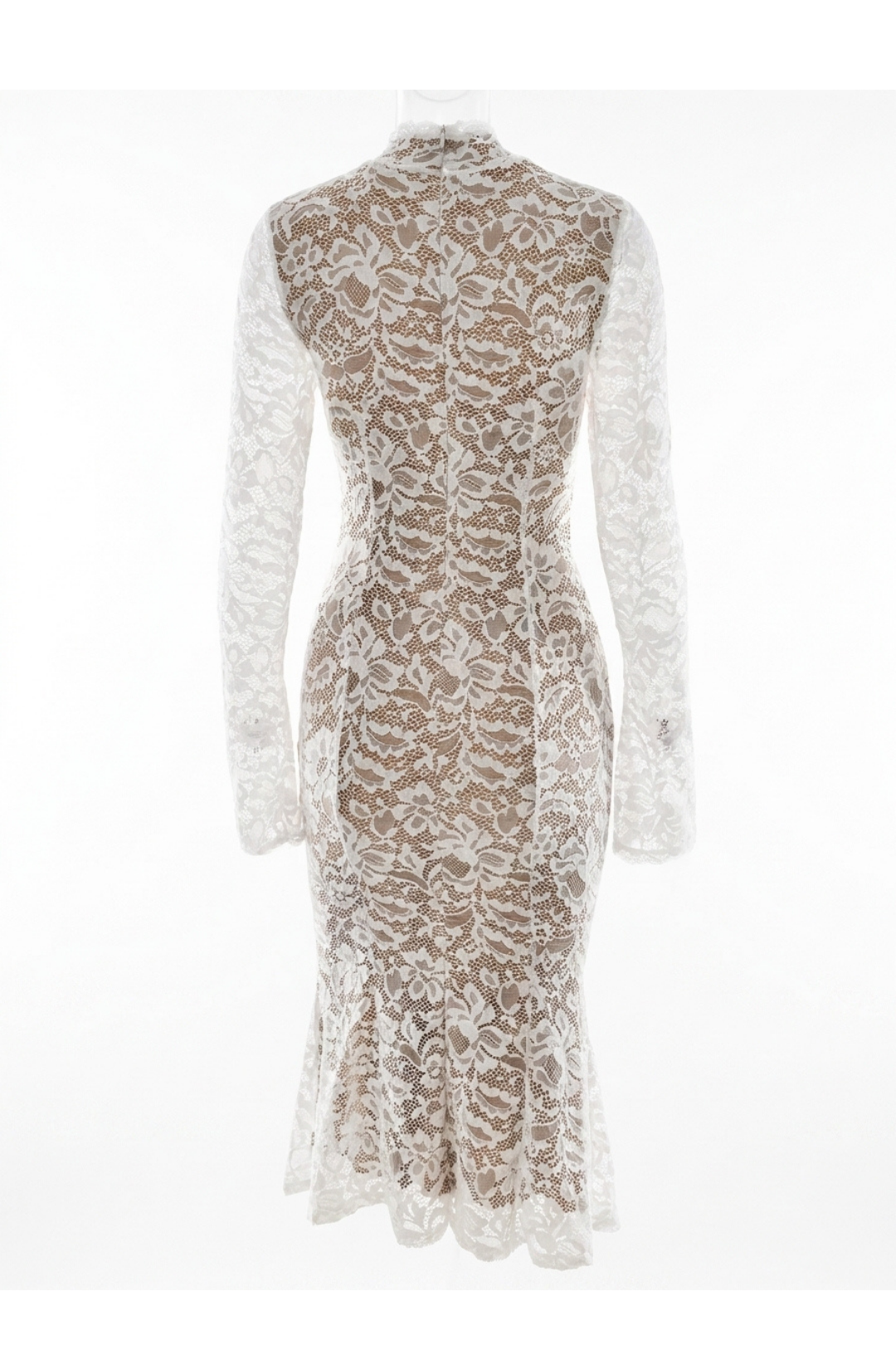 Vivienne Fitted Lace High Neck Midi Dress