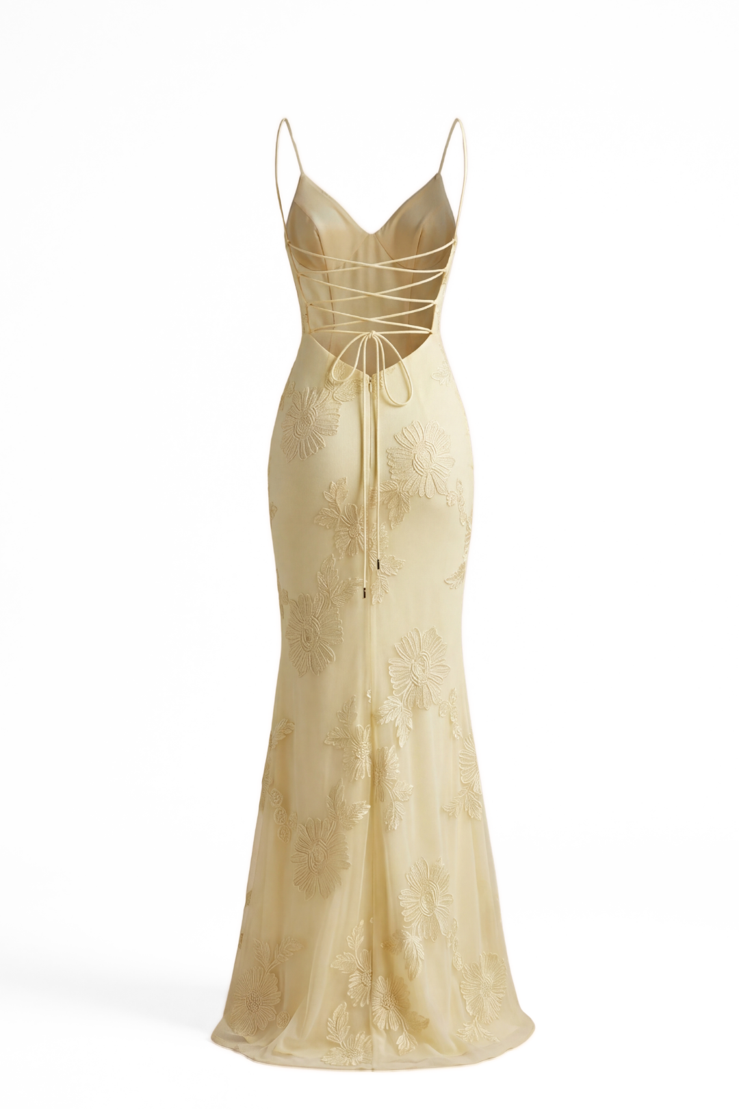 Solenne Floral Embroidered Sheath Gown
