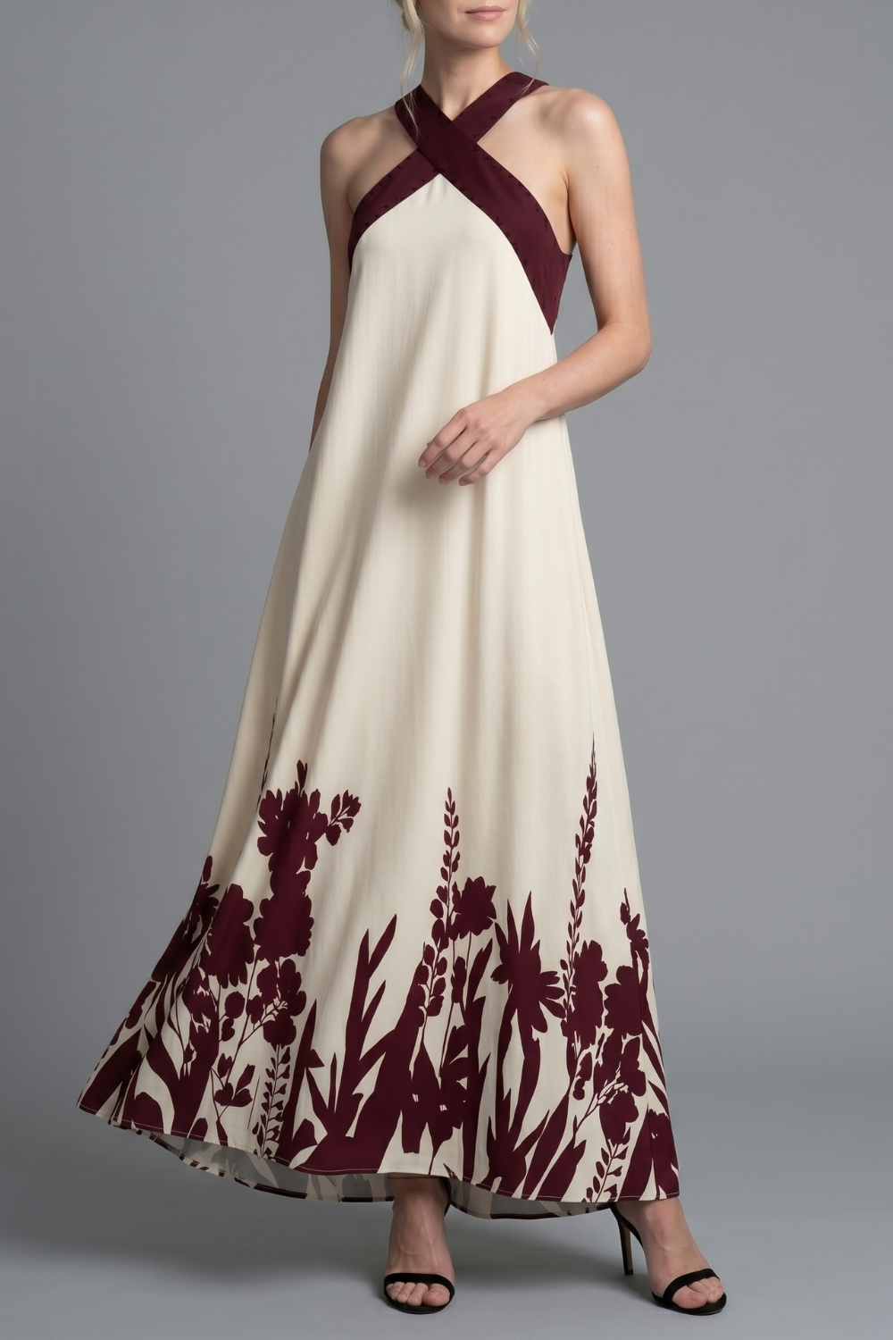 Gia Halter Neck Floral Print Midi Dress