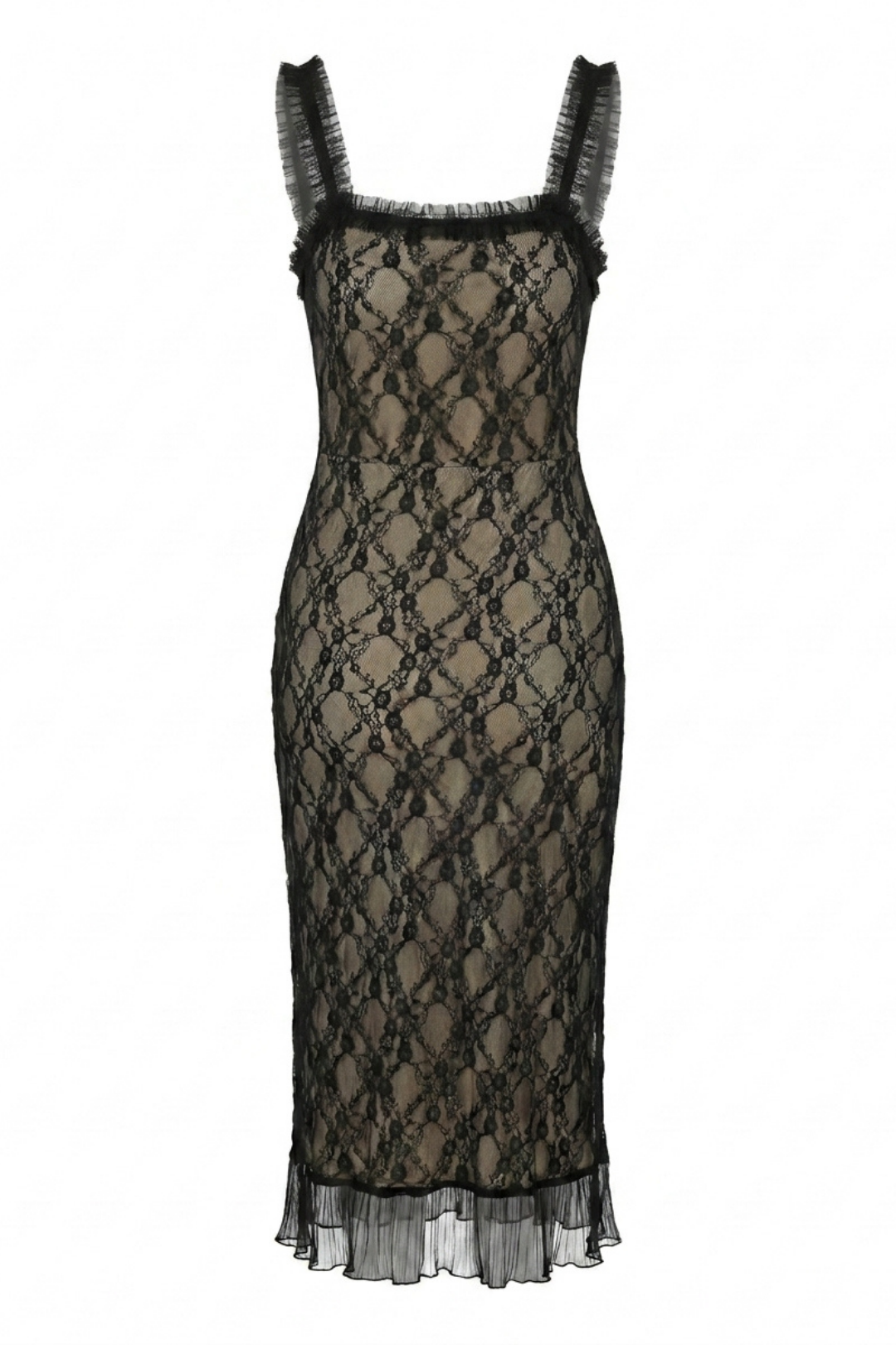 Lila Lace Patchwork Cami Midi Dress