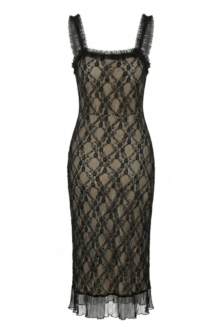 Lila Lace Patchwork Cami Midi Dress