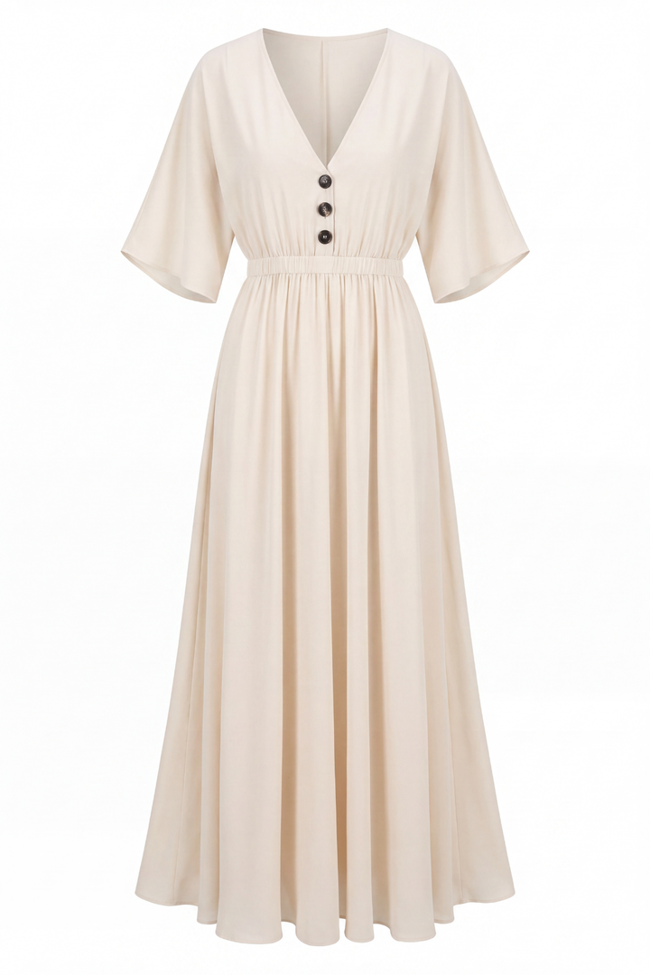 Emma Deep V Cinched Waist Maxi Dress