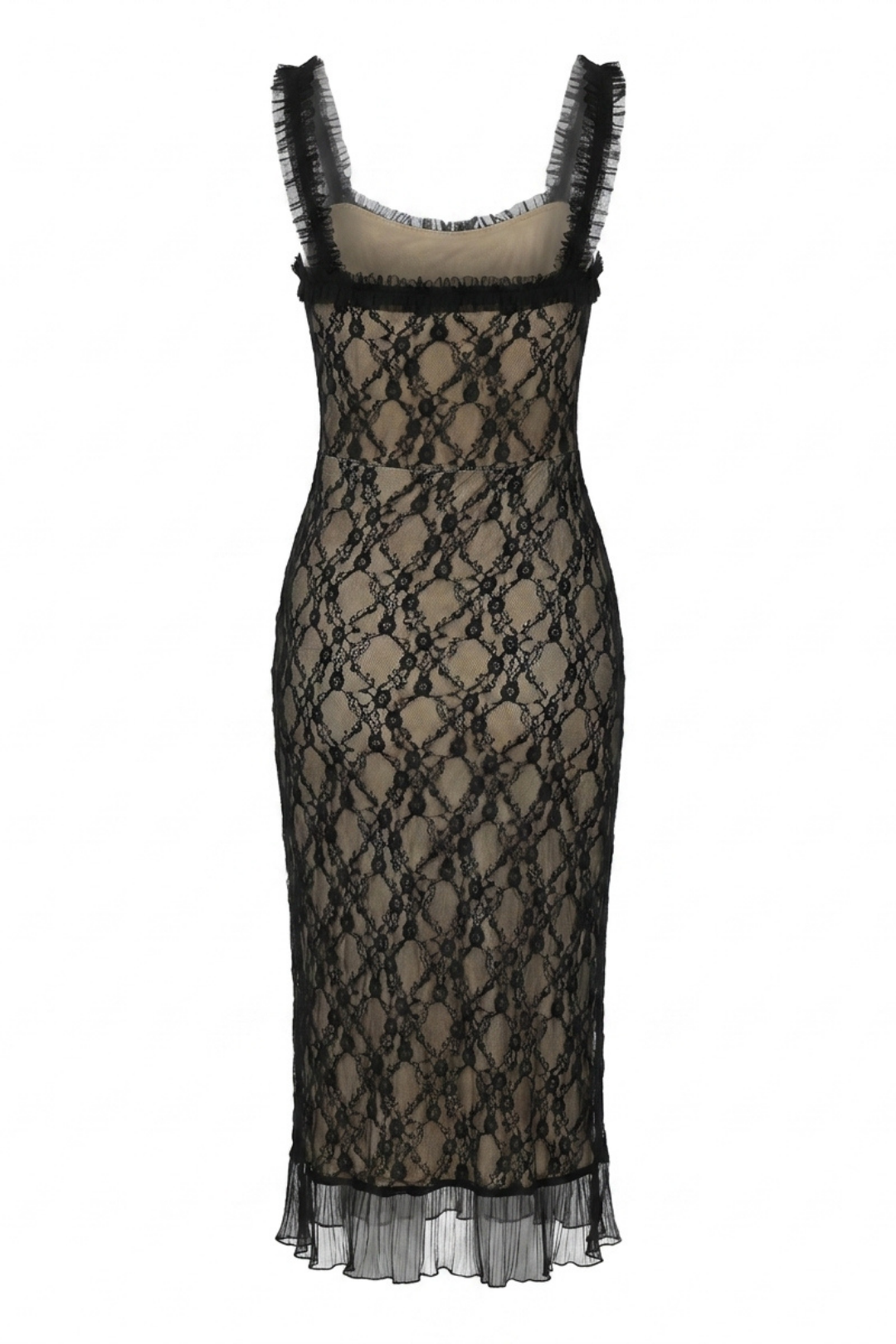 Lila Lace Patchwork Cami Midi Dress