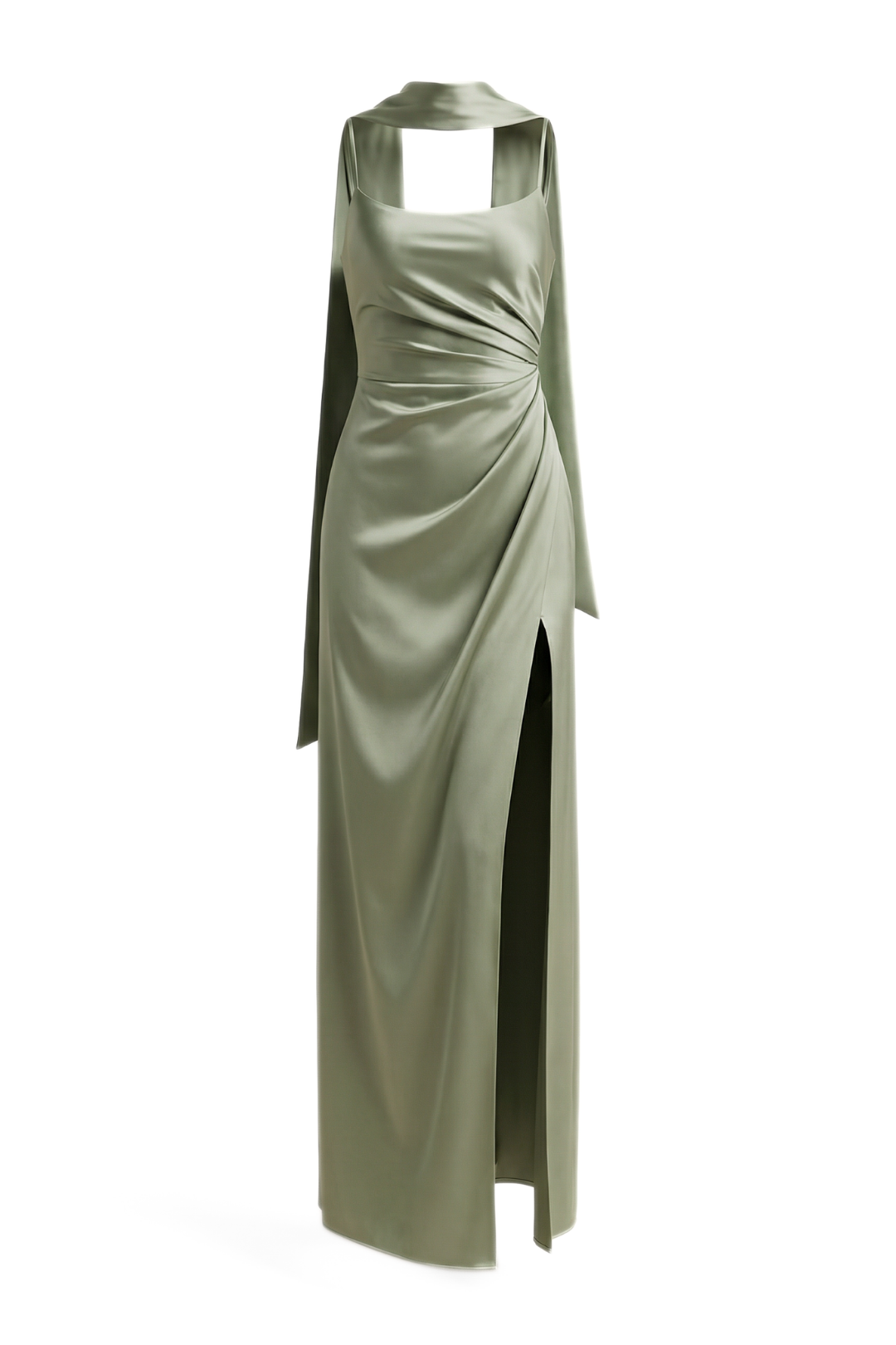 Freya Draped Scarf Satin Gown