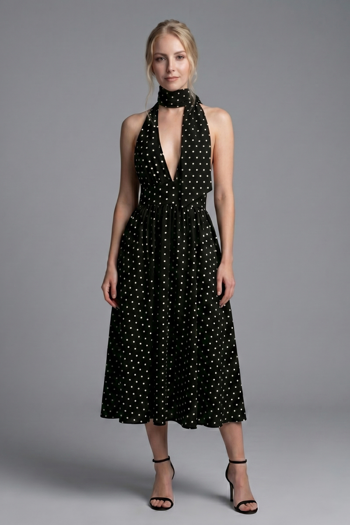 Shirees Polka Dot Corset Bodice A Line Occasion Dress