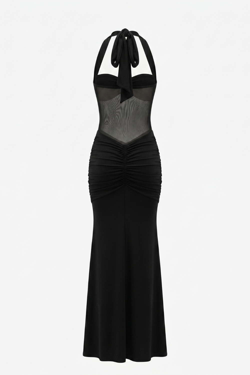 Bella Ruched Halter Maxi Gown