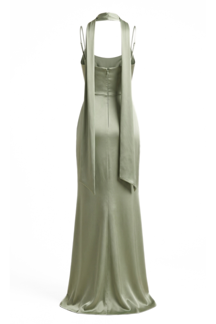 Freya Draped Scarf Satin Gown
