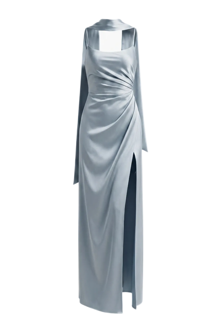 Freya Draped Scarf Satin Gown