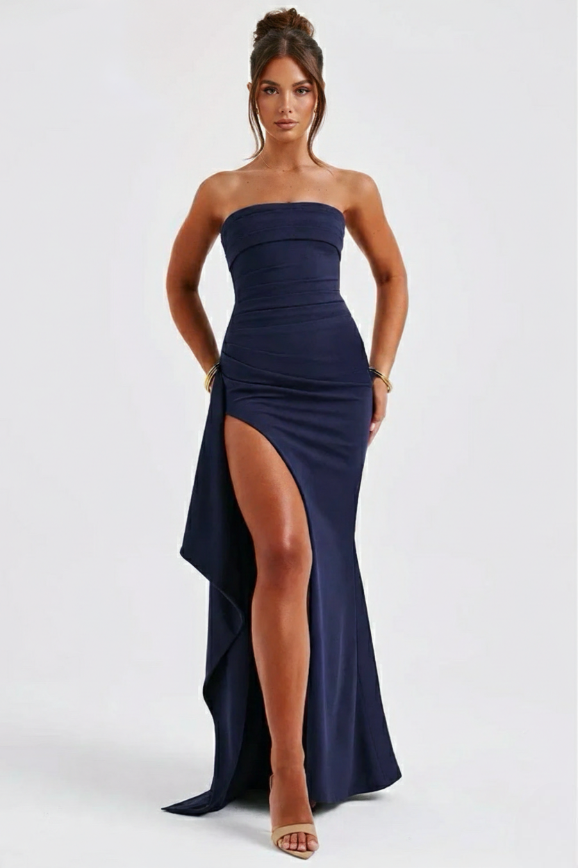 Meadow Ruched Ruffle Maxi Gown