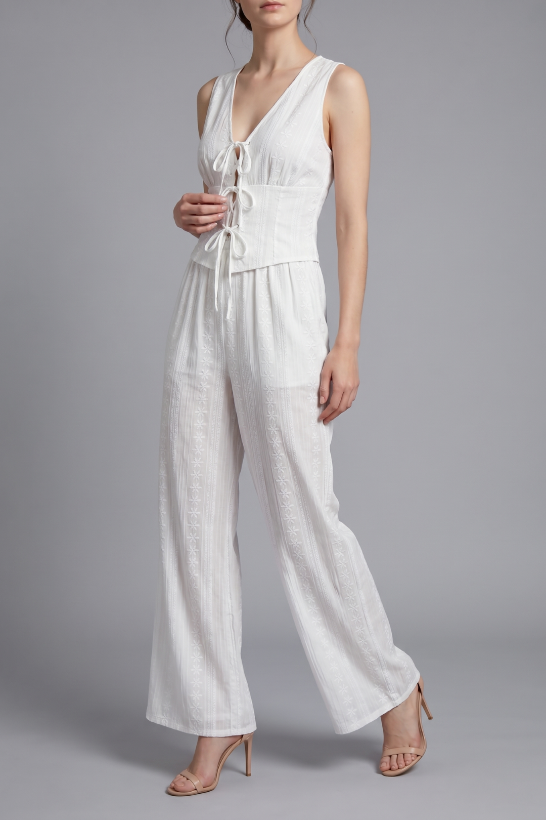 Sienna Lace Up V Neck Sleeveless Two Piece Set