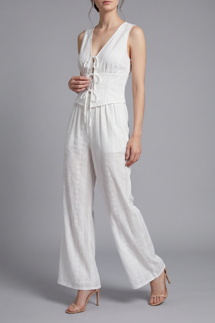 Sienna Lace Up V Neck Sleeveless Two Piece Set