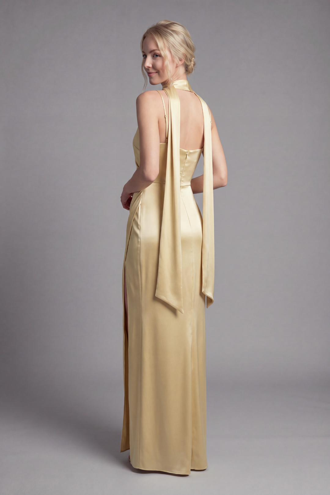 Freya Draped Scarf Satin Gown