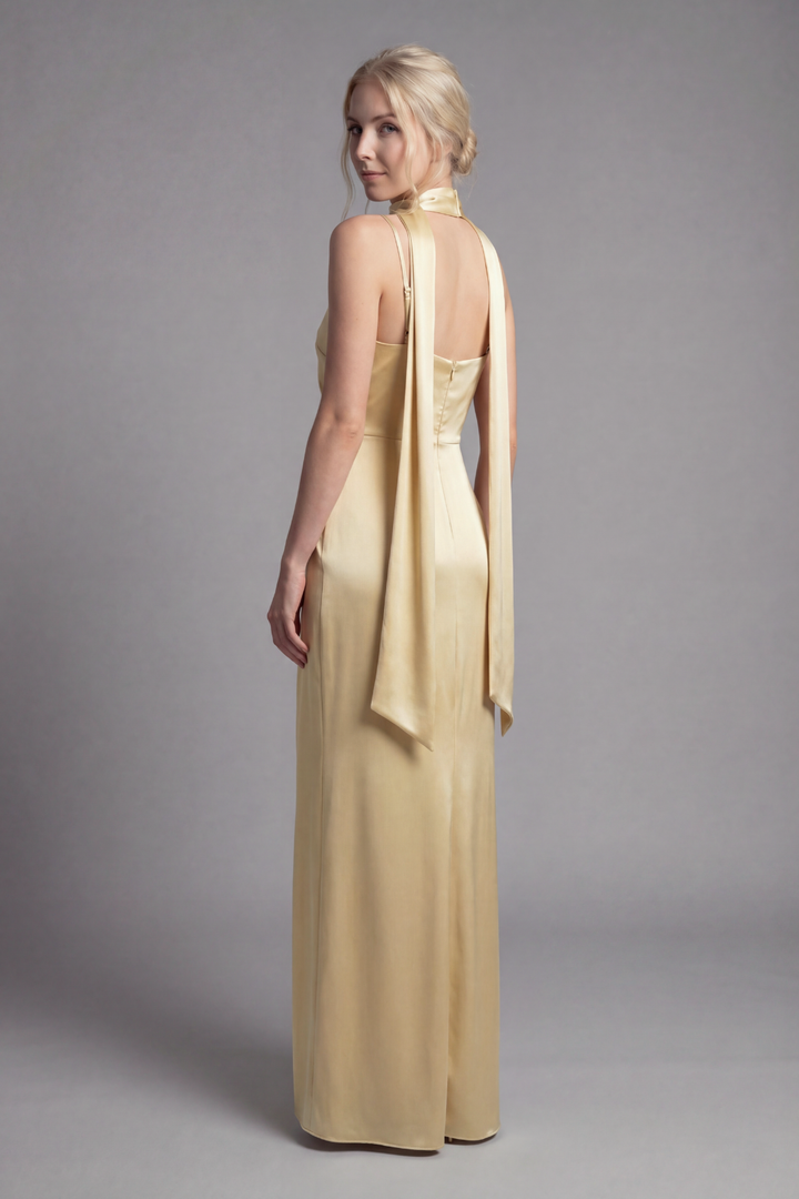 Freya Draped Scarf Satin Gown