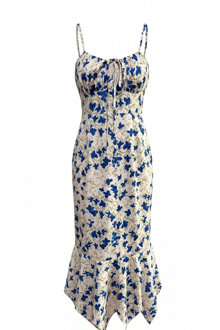 Elizabeth Floral Knotted Irregular Hem Maxi Dress