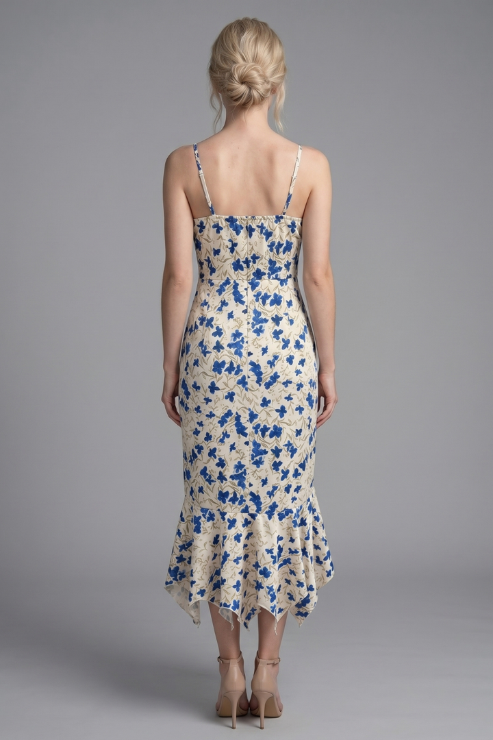 Elizabeth Floral Knotted Irregular Hem Maxi Dress