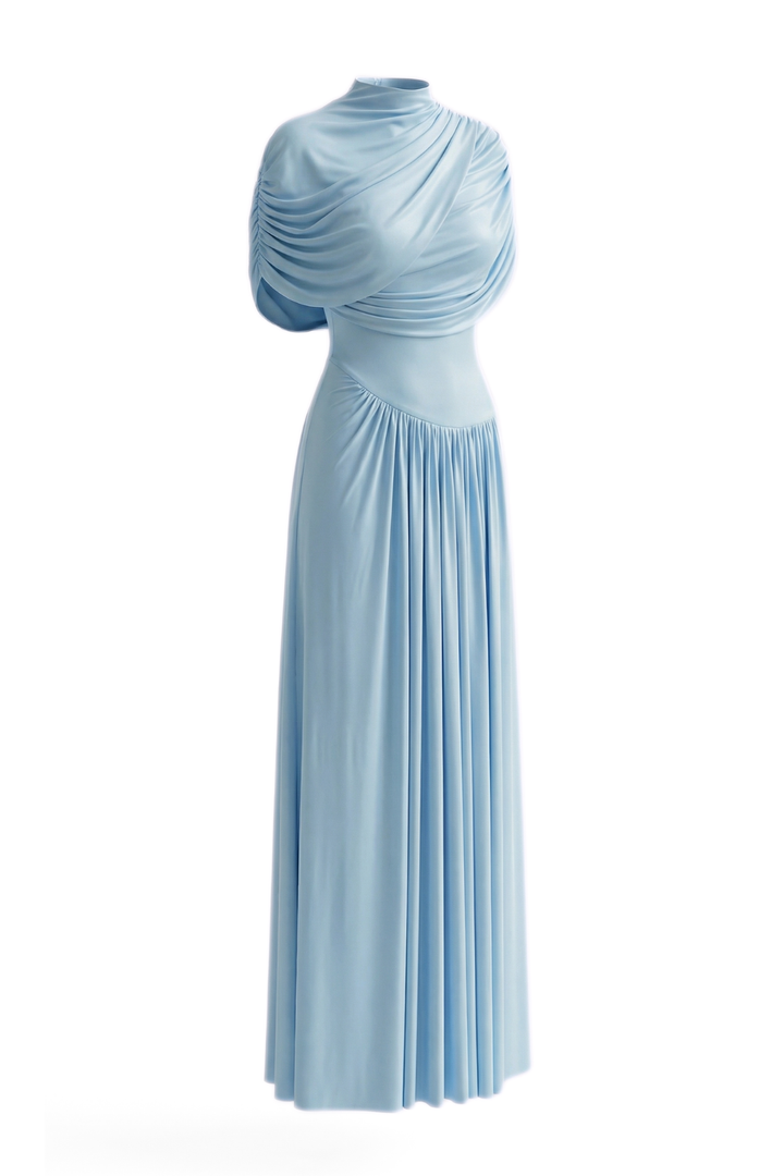 Celestia Asymmetrical Pleated Gown