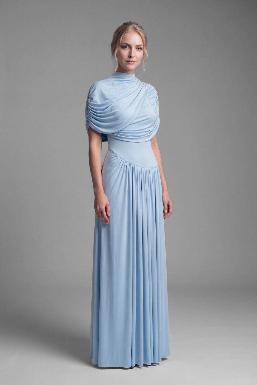 Celestia Asymmetrical Pleated Gown