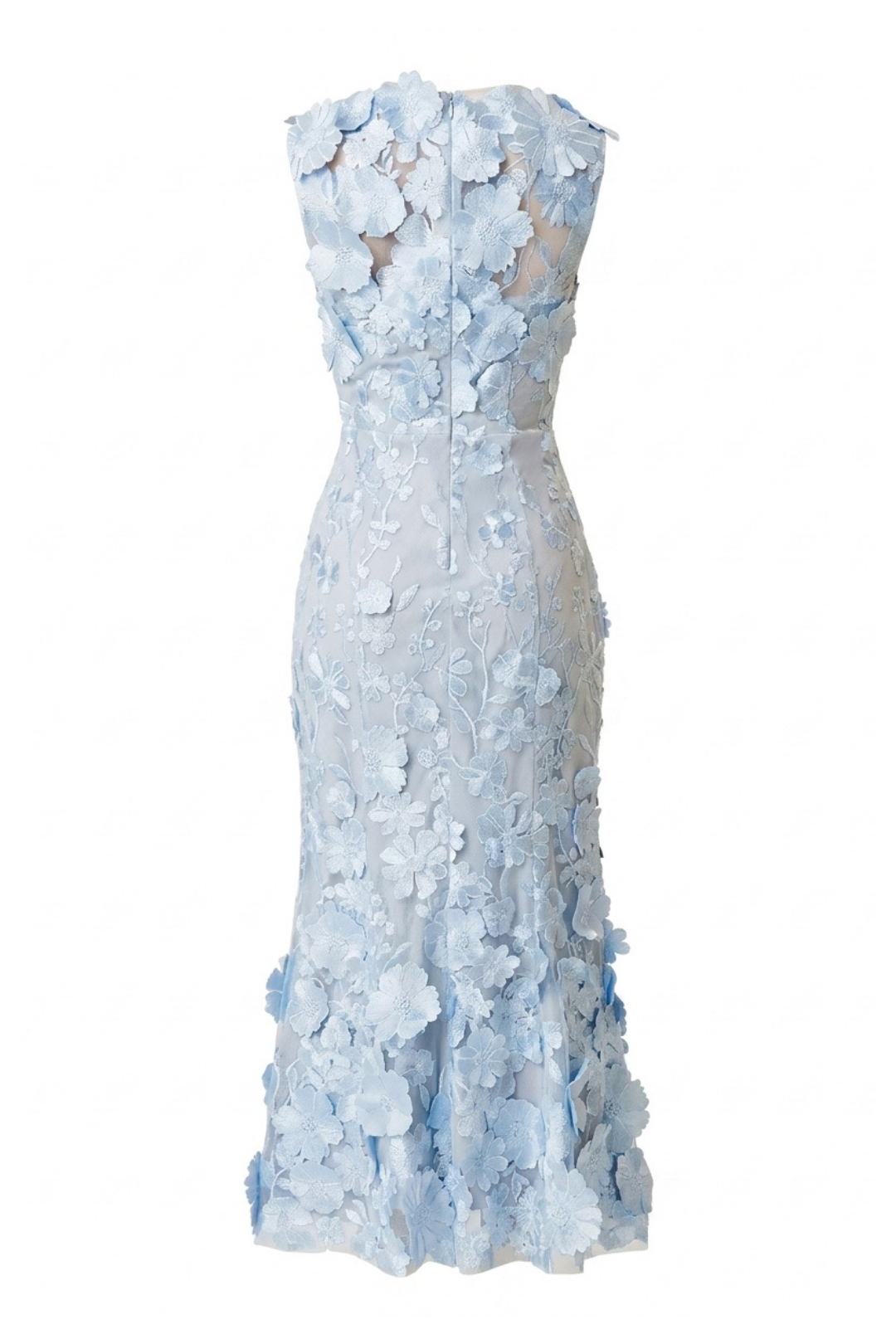 Morielle Floral Applique Fitted Midi Dress