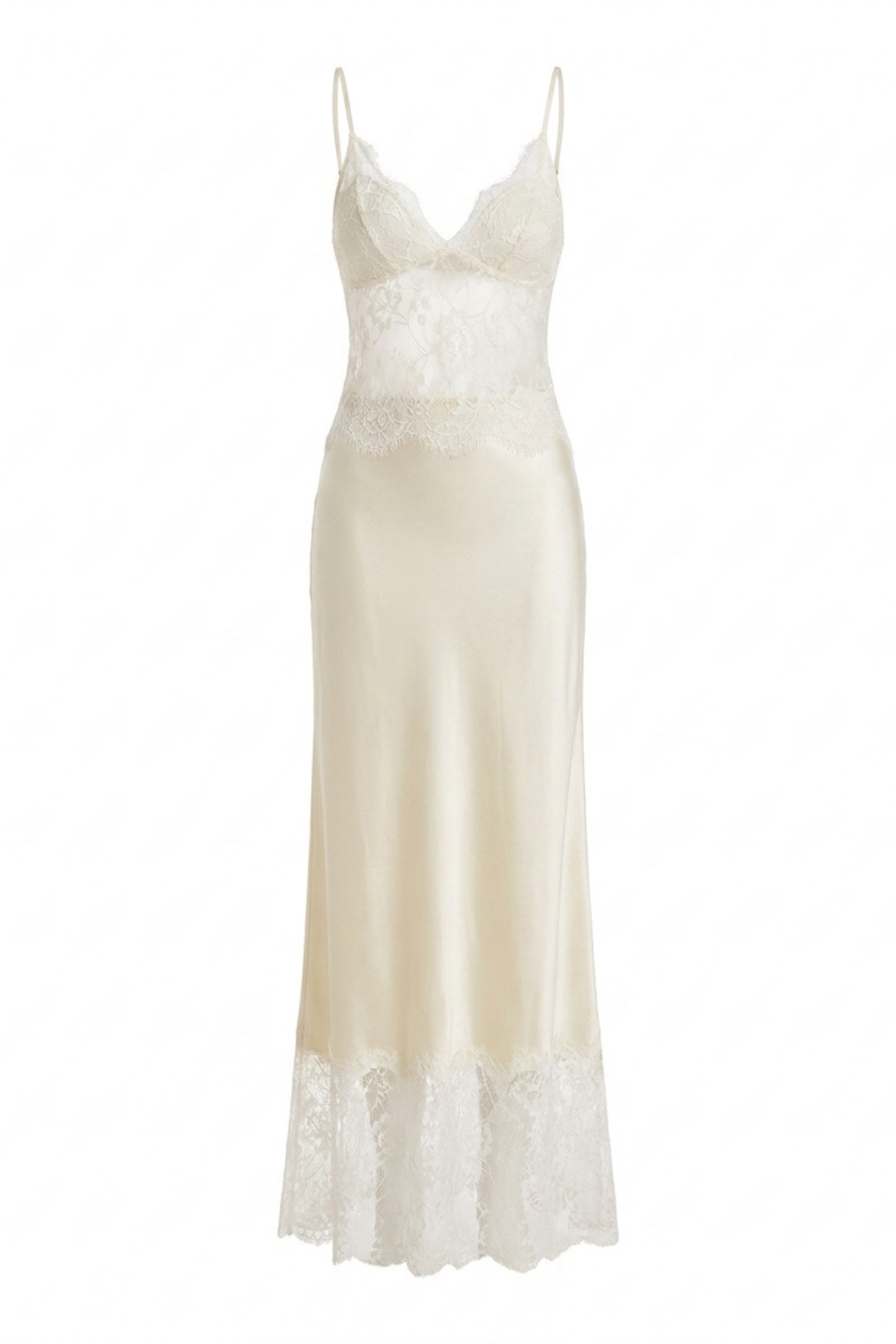 Seraphina Deep V Sheer Lace Patchwork Maxi Dress