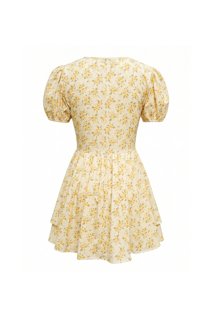 Tricia Floral Pleated V Neck Mini Dress