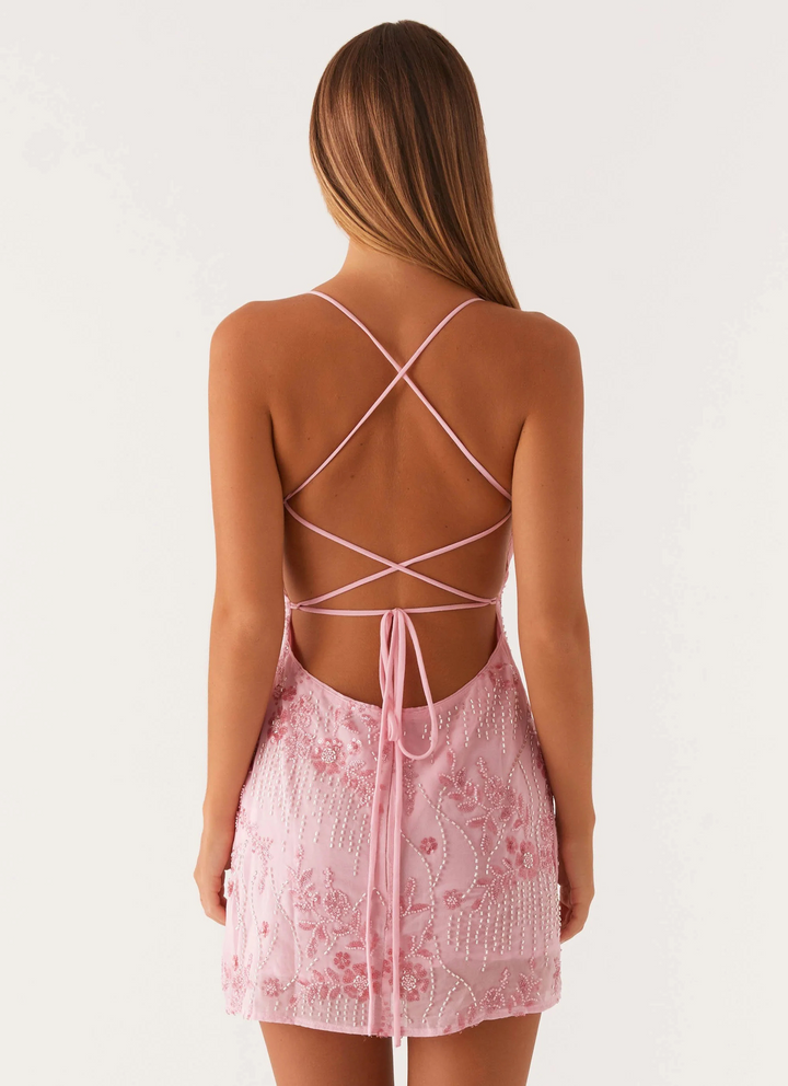 Cami Floral Beaded Sequin Mini Dress