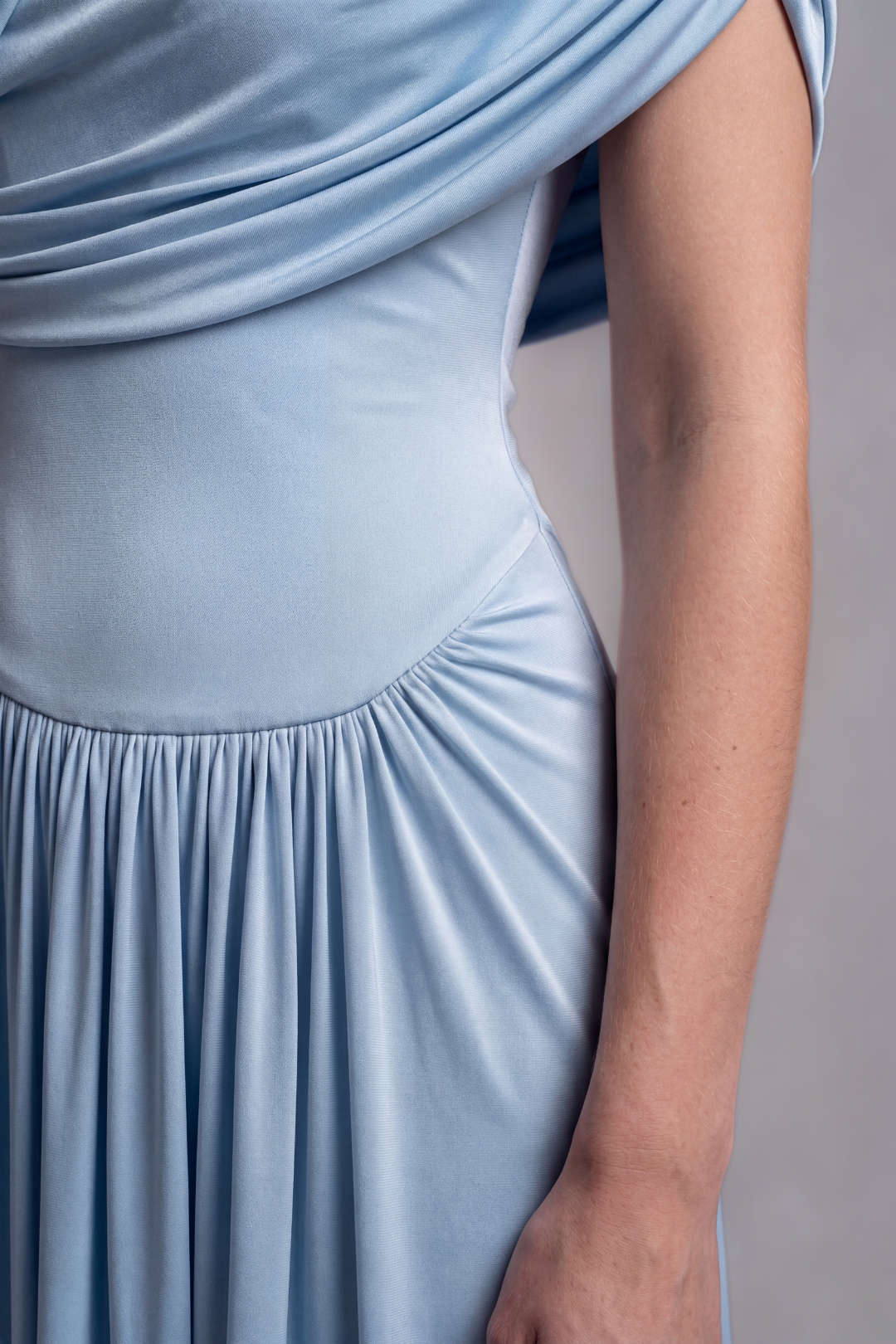 Celestia Asymmetrical Pleated Gown